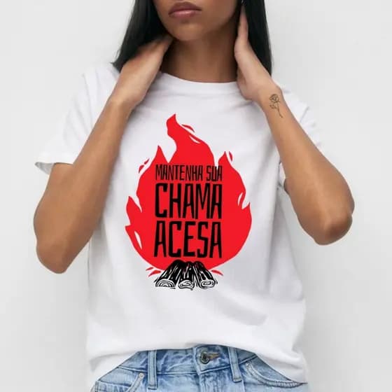 T-shirt Feminina Evangélica Estampadas Cor Branca Manga Curta