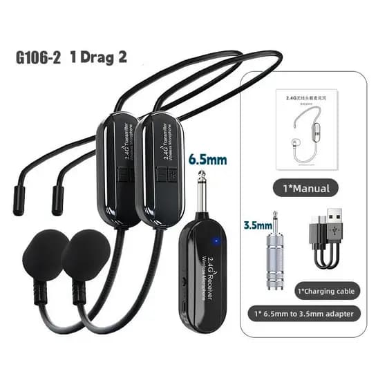 Microfone De Cabeça Sem Fio 2.4G/Mão 2 Em 1 Alcance De 160 Pés Microfones Para Ensino Do Sistema PA Amplificador De Voz Alto-Falante