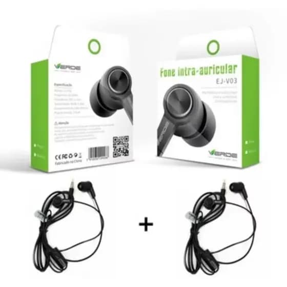 Kit 2 Fones P2 Com Microfone Fio Da Marca Verde V03