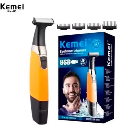 Barbeador Aparador de Pelos Kemei KM- 1910 Portátil Bivolt 110v /220v Máquina de acabamento KM -1910