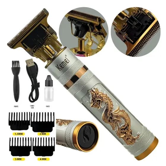 Máquina Aparador Pelos Acabamento Profissional Kemei 762 Branco 110V/220V Kemei - 762 Aparador Pelos