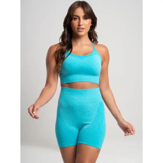 Conjunto Fitness Poliamida Feminino Sem Transparência Short Top Envio Imediato