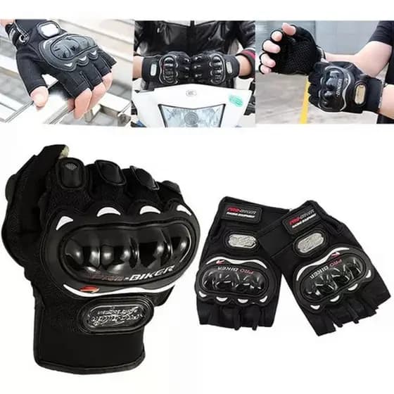 Luvas de Segurança Meio Dedo Para Motociclistas e Ciclistas Anti-impacto