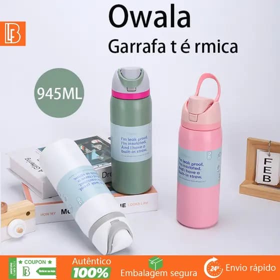 Belifou Garrafa Térmica Owala De 32 Oz Para Esportes E Condicionamento Físico Ao Ar Livre