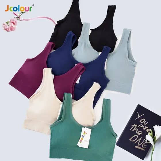 Jcolour Kit 2 Sutiã sem pescoço feminino decotado sutiã esportes para fitness ioga corrida