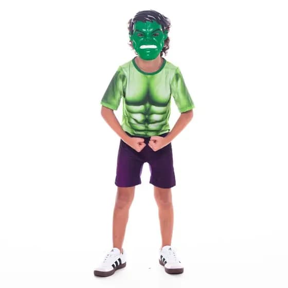 Fantasia Hulk Infantil com Máscara Super Herói