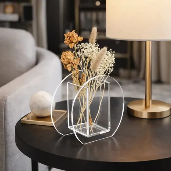 Vaso para flores em acrílico transparente