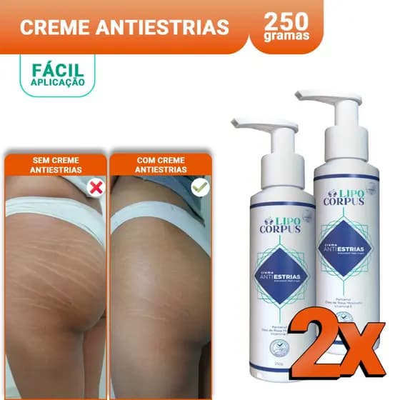 Creme AntiEstrias Lipo Corpus 250g – Ação Intensiva para Reduzir Estrias / Produto Original
