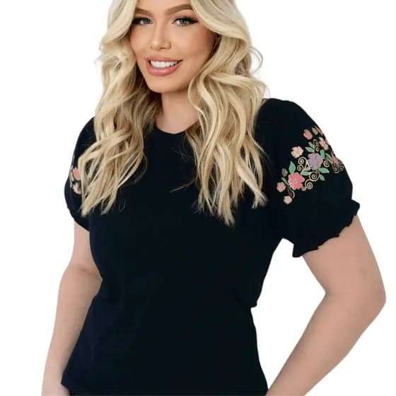 Blusa Feminina com Manga Bufante Estampada