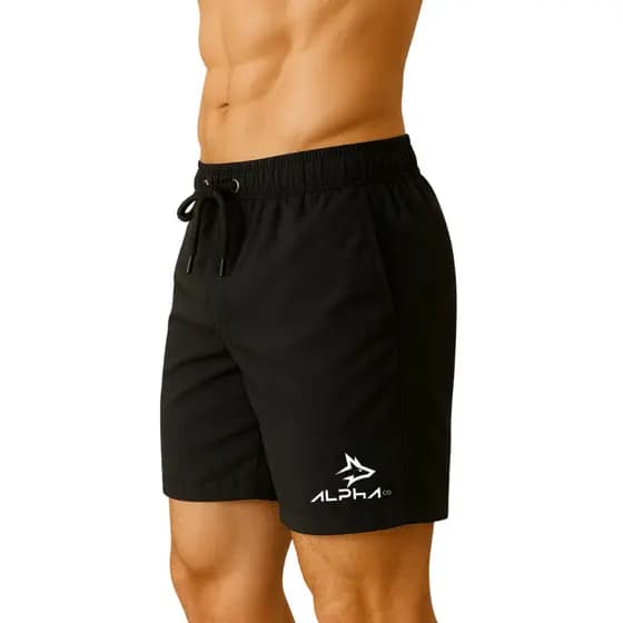 SHORTS ALPHA CO ESCRITA LOBO ALFA GEOMETRICO TREINO BERMUDA TACTEL ELASTANO DRY FIT
