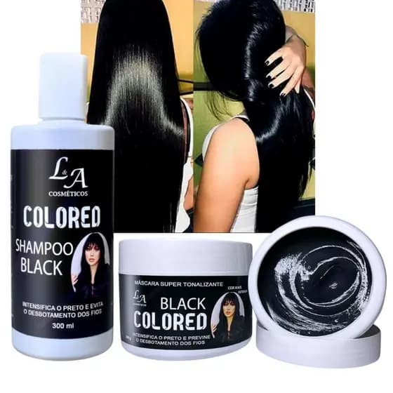 Kit Shampoo e Máscara Tonalizante Black Preto Intenso - S/ Amônia - Resultado 100% Natural