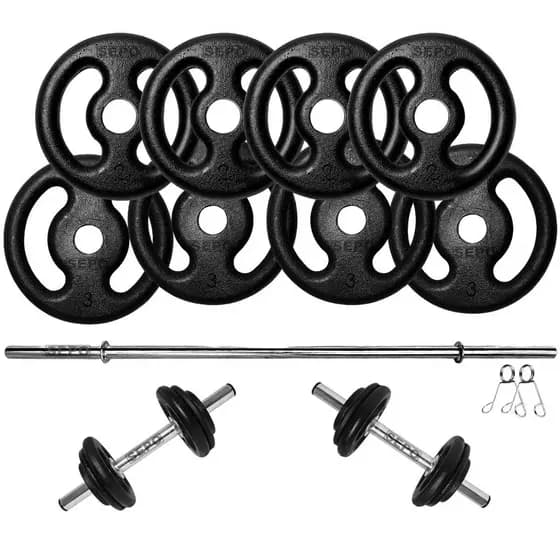 Kit de 20Kg em Anilhas com 2 Barras 40cm e 1 Barra 1.20m