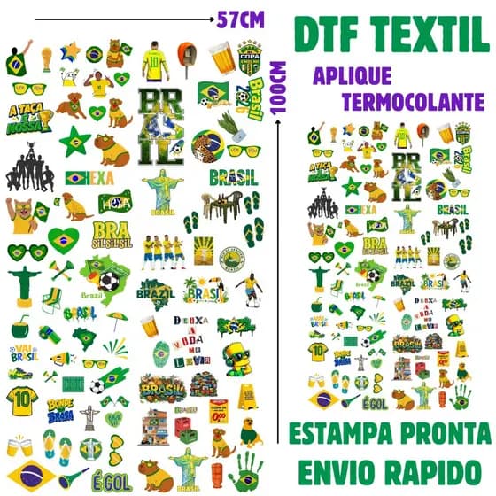 Aplique Brasil Termocolante DTF Textil Premium Para Jens e Tecidos Pronto 91 aplique Envio 24hs