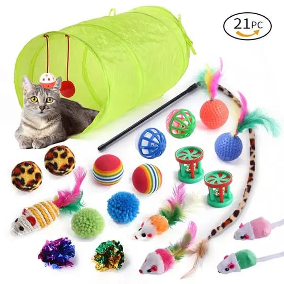 Kit 21 Peças De Brinquedos Para Gatos De Estimação Brinquedos Divertidos Sortidos Para Gato Pet