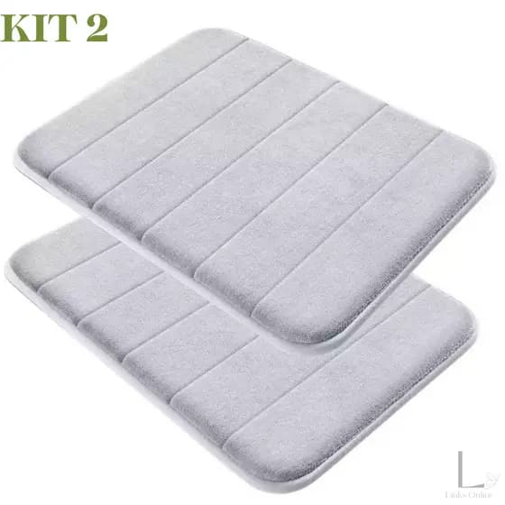 Kit 2 Tapete De Banheiro Soft Macio Secagem Rápida 60x40cm