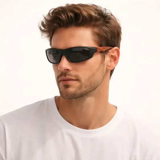 Óculos de Sol Masculino UV400 Esportivo para Dirigir Pesca Praia com Haste COR Madeira