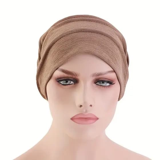 Turbante Elástico Espesso de Moda, Cor Sólida, Faixa de Cabeça Plissada, Bandana, Gorros Casuais, Chapéus para Quimioter