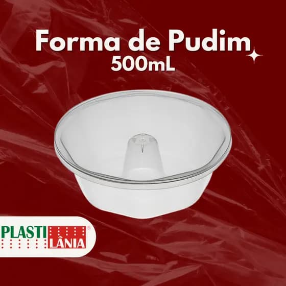 Forma para Pudim Forneável Com Tampa 500ml - 06/12/18 unidades