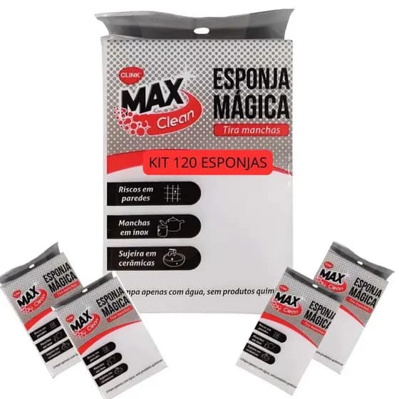 Esponja Mágica Branca Tira Manchas Max Clean Clink Kit 5 unidades