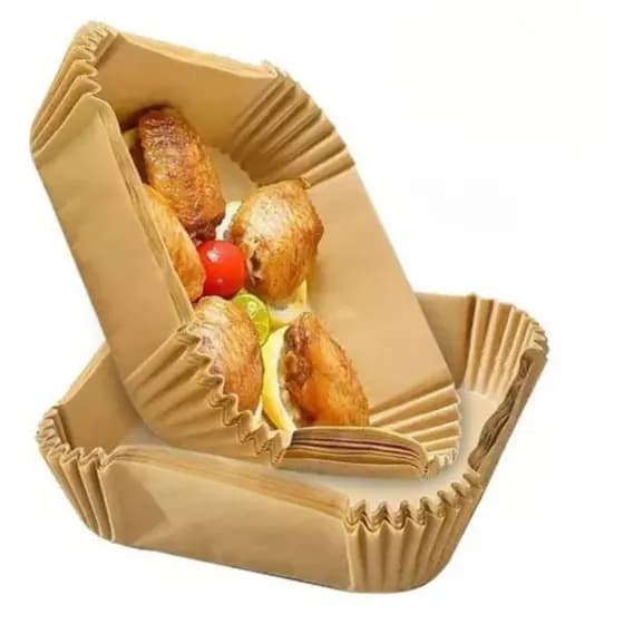 50 Formas de Papel p/ Airfryer Descartáveis Quadradas 16x16cm | Antiaderente e Sem Sujeira – Clink