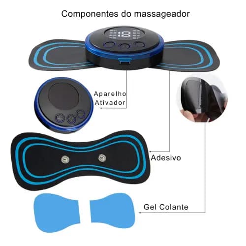 Massageador Elétrico Portátil Recarregável | Alívio de Dores Musculares Costas Pescoço e Pernas