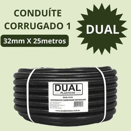 Conduíte Eletroduto Reforçado 1 32mm Preto Marca Dual 25 Metros