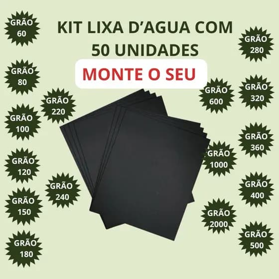 Lixa D’Água Com Grãos Variados 50 Unidades Grãos 60 80 100 120 150 180 220 240 280 320 360 400 500 600 1000 2000
