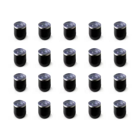 Kit 20 Copos Cuia Térmico De Cerveja Café Aço Inox 360ml Com Tampa Preto