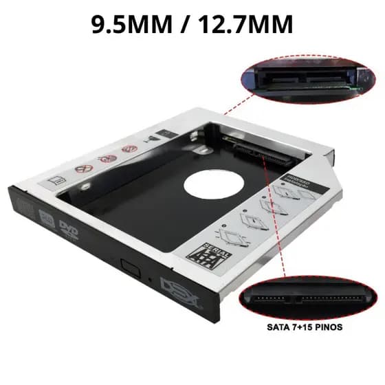Adaptador Case Caddy 9.5mm / 12.7mm Hd Ssd Sata 2.5 Gaveta Notebook