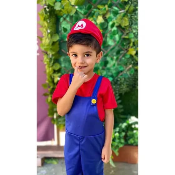 Fantasia Super Mario Bros Infantil Com Chapéu