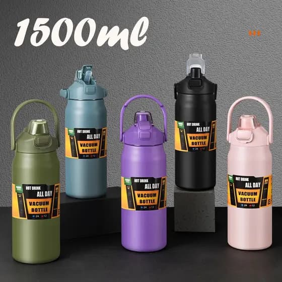 Garrafa de água esportiva portátil1500ML térmica inox Hong