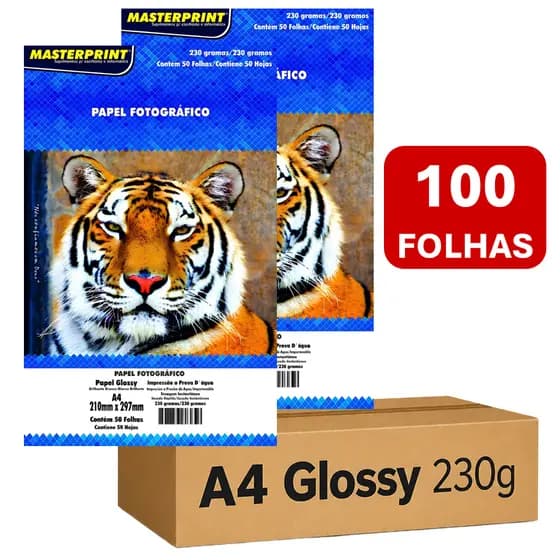 Papel Fotográfico 230G A4 Glossy Brilhante À Prova D'água Premium MASTERPRINT