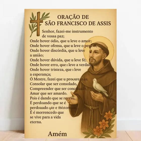 Quadro Placa decorativa Prece Oração a são Francisco de Assis Catolica catolicismo 02