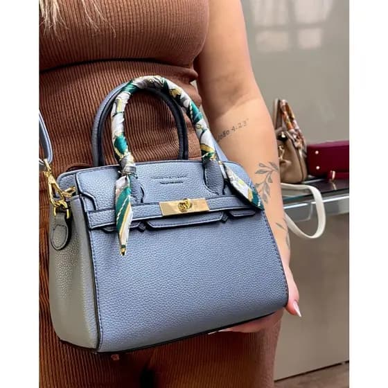 Bolsa Feminina Veryrio Couro de Luxo Com Lenço Alça de Mão e Transversal