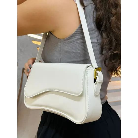 Bolsa Feminina Alça de Ombro Fecho Magnético Meia Lua Pequena Elegante Estilosa
