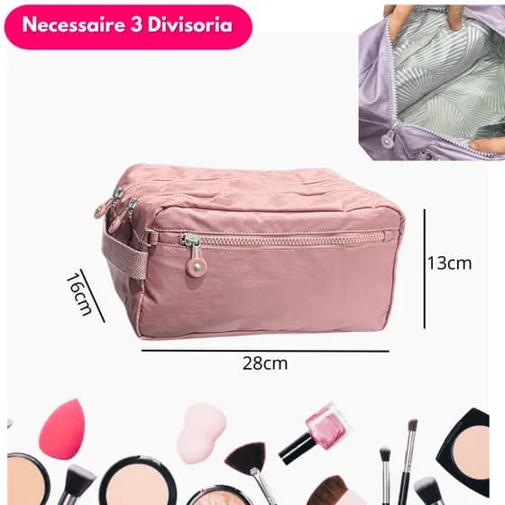 Bolsa Necessaire De Maquiagem Feminina 3 Com Zíper Armazenamento Maquiagem Feminino Para Viagem Em Alto Qualidade