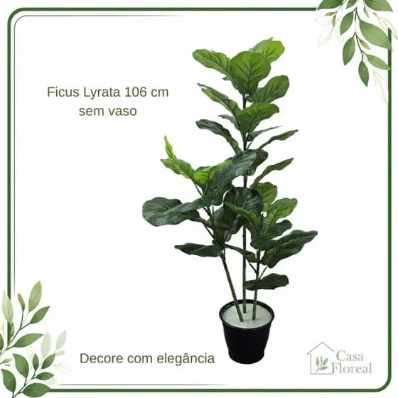 Árvore Ficus Artificial 106cm Toque Real Planta Decorativa Sala Escritório