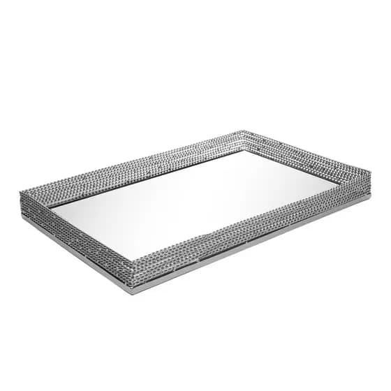 Bandeja de Aço Inox Niquelado com Espelho Prateada 41cm x 26cm x 4cm - Wolff