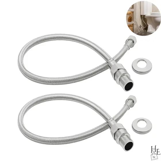 Kit 2 Engate Flexível Trancado Mangueira Flexível Aço Inox 60 Cm agua quente e fria