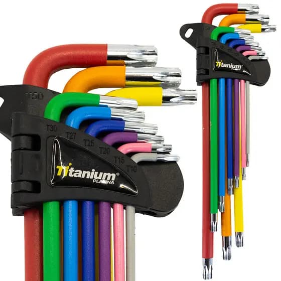 Jogo Chaves Torx Extra Longas Coloridas T10 A T50 9 Peças Platina