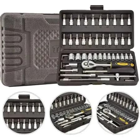 Jogo de Soquete 1/4" Cromo Vanádio com 46 Peças – Titanium Platina