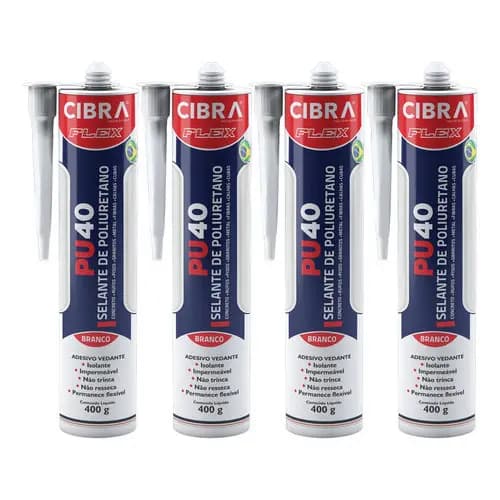 Kit 4 Selantes Poliuretano Adesivo Pu40 Cibra Flex Branco