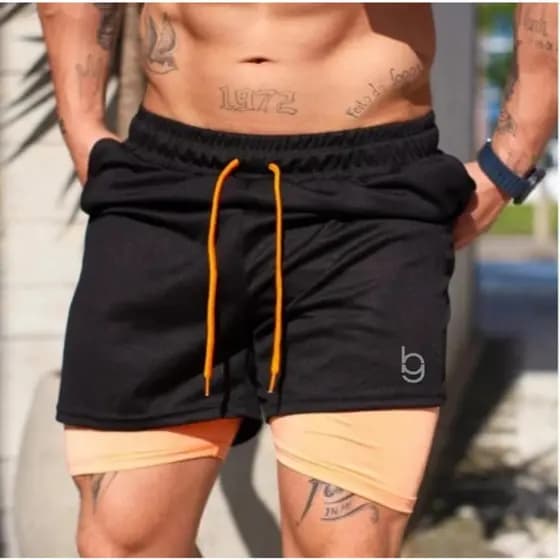 Bermuda Fitness Musculação Masculina Forrada para atividades físicas BodyGrip