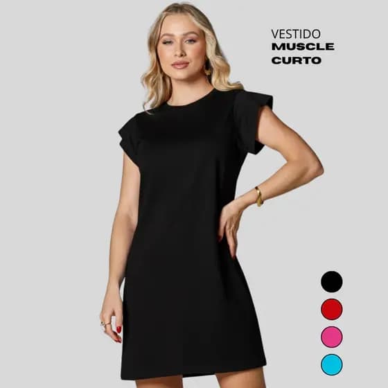 Vestido Curto de Malha Algodão Casual Basico Confortável