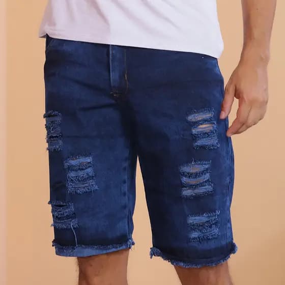 bermuda jeans masculina rasgada slim Premium