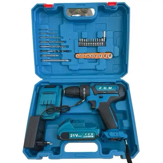 Parafusadeira Furadeira 36V com 2 Baterias Recarregáveis + Kit Acessórios Profissional