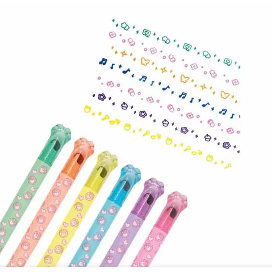 MARCA-TEXTO COM GLITTER PERFUMADO E CARIMBO - MARCA-TEXTO FOFO DE PATINHAS PERFUMADO GLITTERIZADO