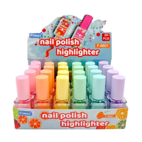 MARCA-TEXTO ESMALTE EM EMBALAGEM COM BRILHO - marca texto fofo frasco esmalte importado(unidade)