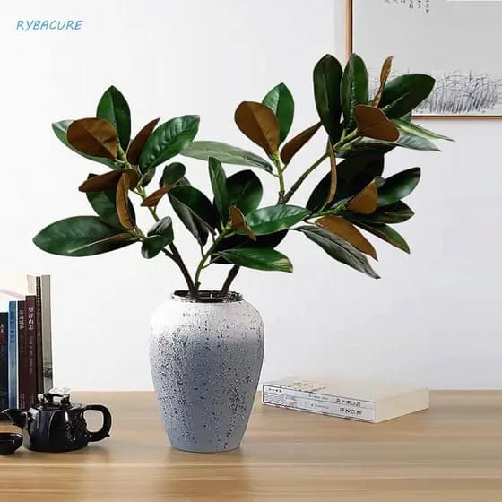 Ramo De Árvore De Magnólia Simulado RYBACURE , Planta Artificial Artesanal De 2 Garfos , Plantas Artificiais De 110 Cm