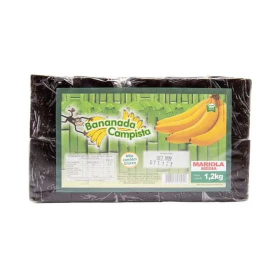 Doce Bananada Mariola Lisa Média 1,2kg Campista 50 unidades Doce Tradicional Festa Atacado Lembrancinha Doces Banana